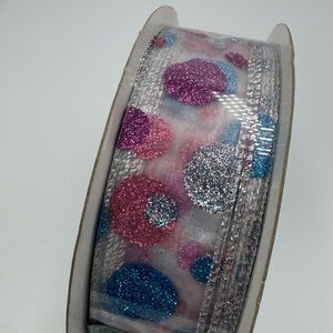 Glitter Polka Dot Wired Holiday Ribbon. NWT